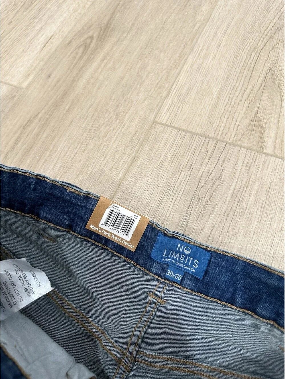 NWT No Limbits Blue Dark wash Denim Jeans Stretch Hidden Zippers Mens 30x30